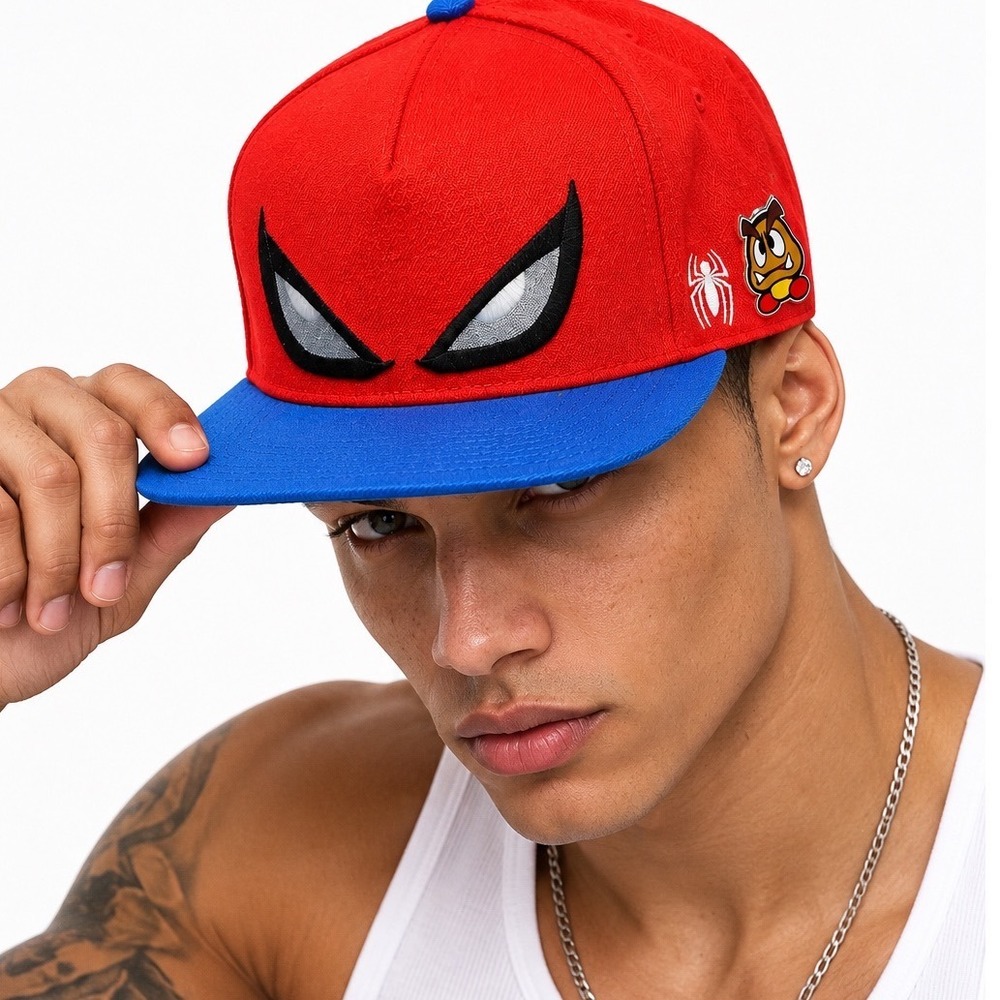 Marvel Spider-Man Lids Exclusive Snapback Hat Red Blue Spidey Eyes Goomba Pin